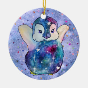 Penguin named Button Ceramic Tree Decoration