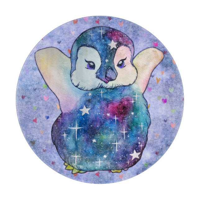 Penguin named Button Cutting Board (Front)