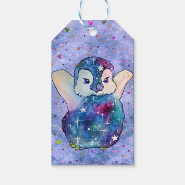 Penguin named Button Gift Tags (Front)