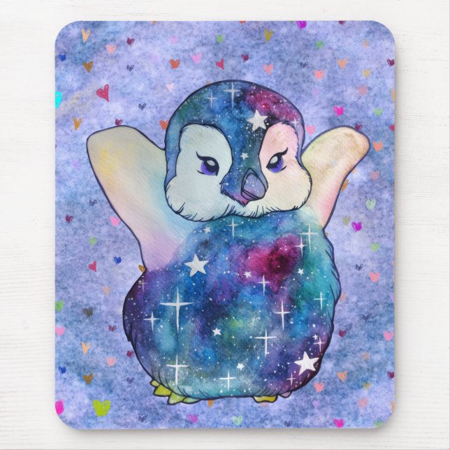 Penguin named Button Mouse Mat (Front)