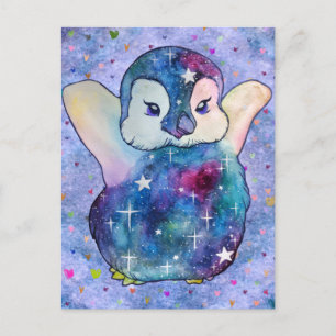 Penguin named Button Postcard