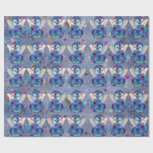 Penguin named Button Wrapping Paper (Flat)