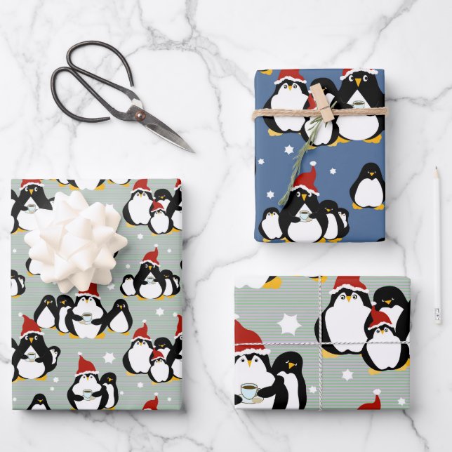 Penguin Nightcap Wrapping Paper Sheet (Front)