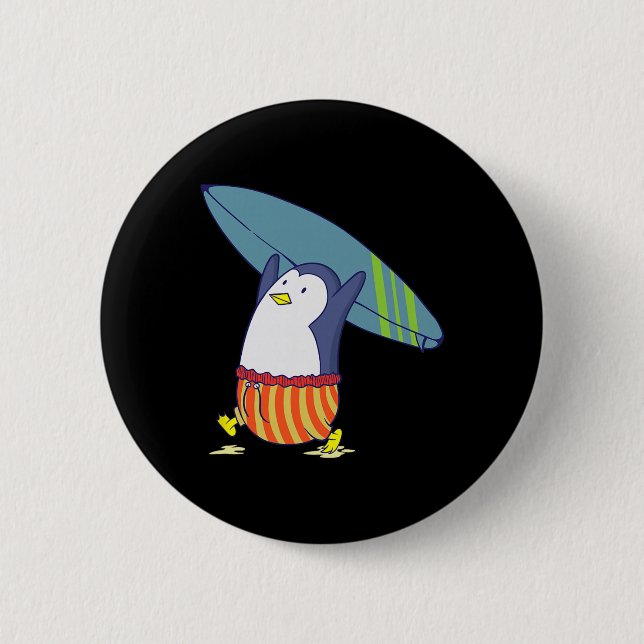 Penguin Nothing Is Better Than Surfing  6 Cm Round Badge (Front)
