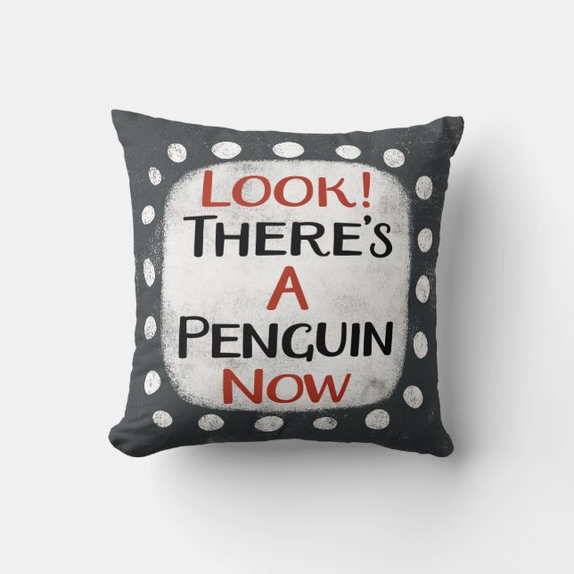 Penguin Now Throw Pillow (Front)