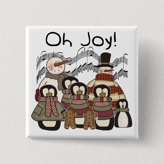 Penguin Oh Joy Christmas Tshirts and Gifts 15 Cm Square Badge (Front)
