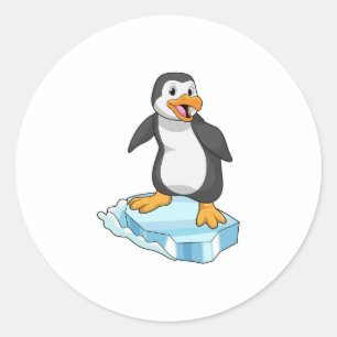 Penguin on Ice floe Classic Round Sticker