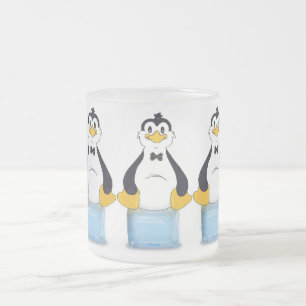 Penguin on Ice Frosted Glass Coffee Mug