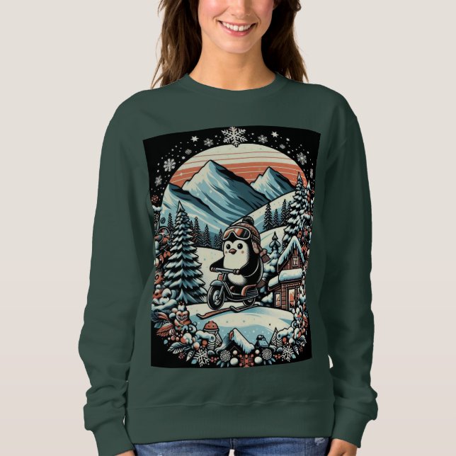 Penguin on Motor Sweatshirt (Front)