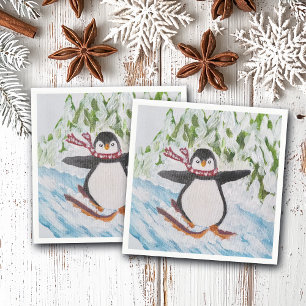 Penguin on Ski Slope  Napkin