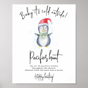 Penguin - Pacifier hunt game baby shower Poster