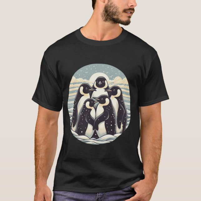 "Penguin Pals: Arctic Huddle Tees" T-Shirt (Front)