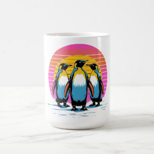 Penguin Parade – Retro Sunset Penguin Family  Coffee Mug