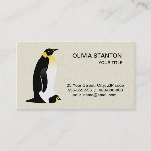 Penguin parent with his baby business card (Front)