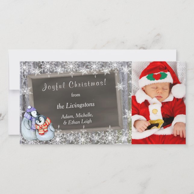 Penguin Parents New Baby Photo Template Christmas (Front)