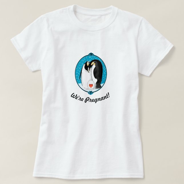 Penguin Parents We're Pregnant T-Shirt (Design Front)