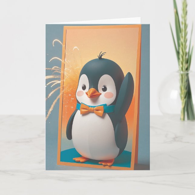 Penguin Party Attire Card (Front)