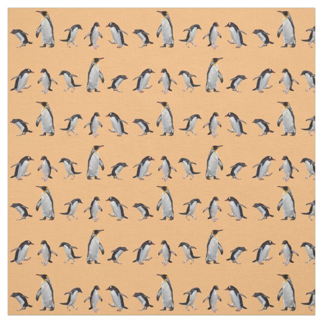 Penguin Party Fabric (Orange) (Swatch)