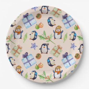 Penguin party – festive winter fun paper plate