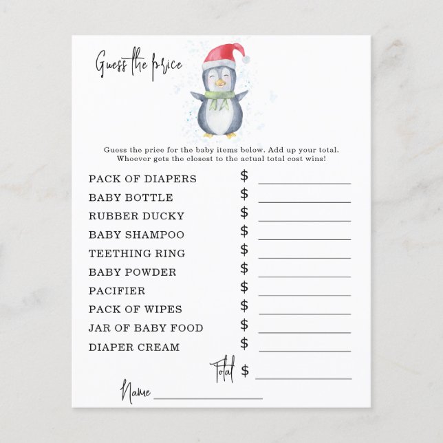 Penguin - Party games | Price Guess Game (Front)