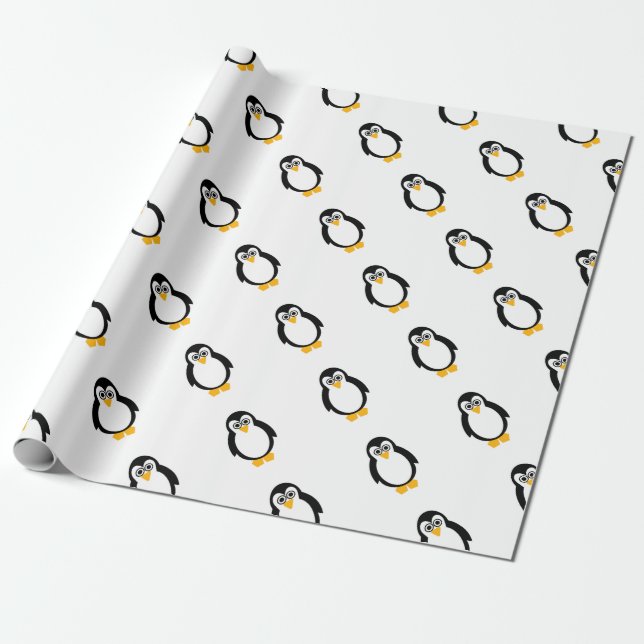 Penguin Party Matte Wrapping Paper (Unrolled)