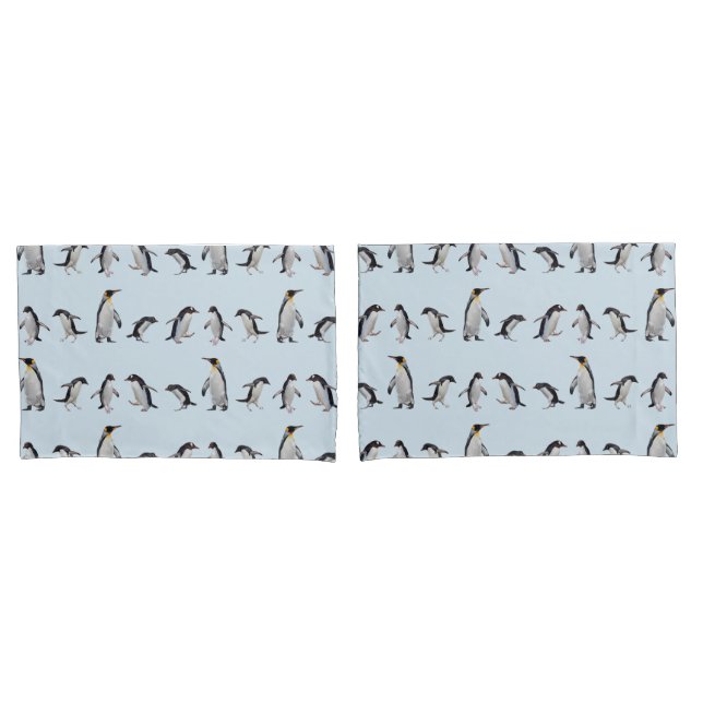 Penguin Party Pillowcases (Blue/Navy) (Front-Set)