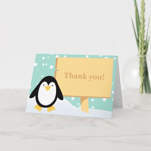 Penguin Party Thank You Card (Front)