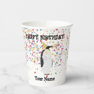 Penguin Partying - Animals at Birthday Party Paper Cups