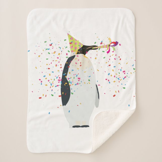Penguin Partying - Animals Having a Party Sherpa Blanket (Front)