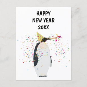 Penguin Partying - Animals  Holiday New Years Card