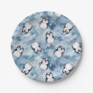 Penguin Pattern Baby Shower Plates