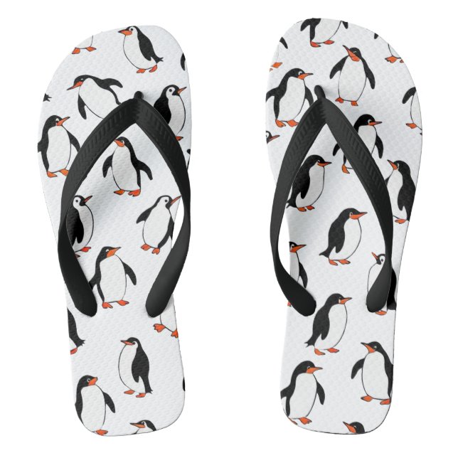 Penguin Pattern Flip Flops (Footbed)