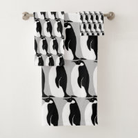 Penguin Pattern Grey Black White