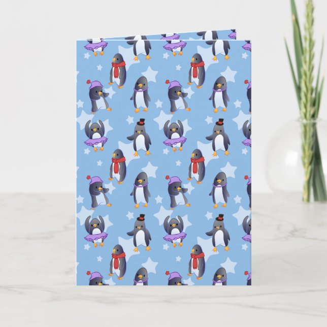 Penguin Pattern Holiday Card (Front)