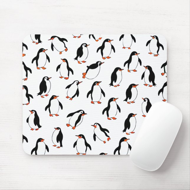 Penguin Pattern Mouse Mat (With Mouse)