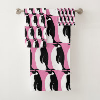Penguin Pattern Pink Black White