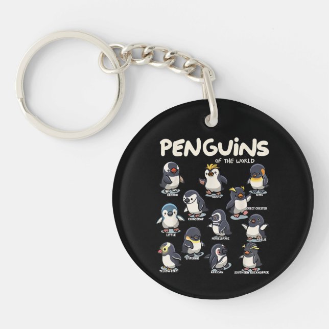 Penguin Penguins Animals of the World Penguin Love Key Ring (Front)