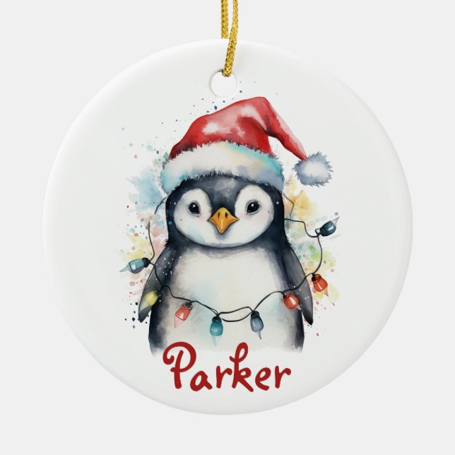 Penguin Personalised Christmas Ornament (Front)