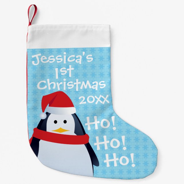 Penguin - Personalised First Christmas Small Christmas Stocking (Front)