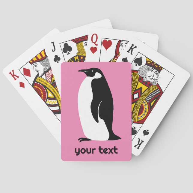 Penguin Pink Black White CUSTOM Animal Cute   Playing Cards (Back)