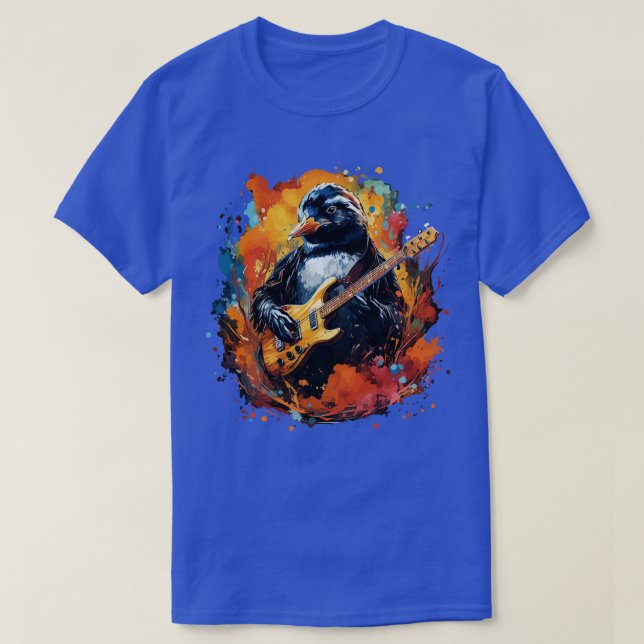 Penguin Playing Guitar T-Shirt (Design Front)