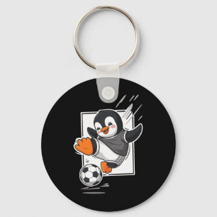 Penguin Playing Soccer Kicking Football Cute Carto Key Ring