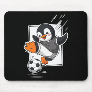 Penguin Playing Soccer Kicking Football Cute Carto Mouse Mat