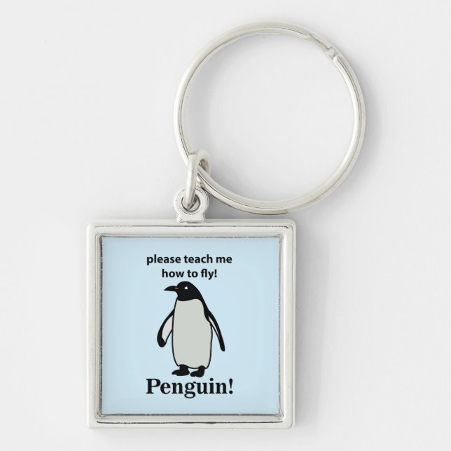 Penguin Please Teach Me How To Fly Funny Penguin Key Ring (Front)
