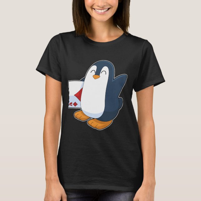 Penguin Poker Poker cards Card game T-Shirt (Front)