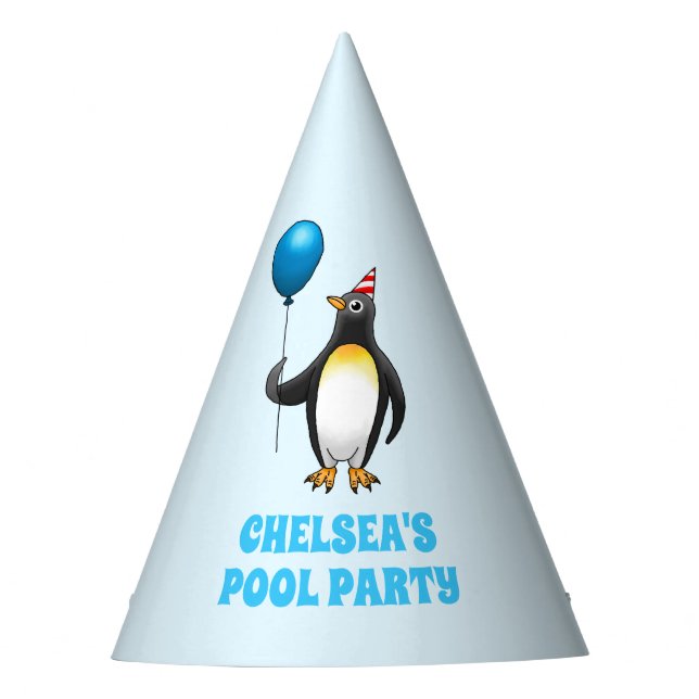 Penguin Pool Birthday Party Hat (Front)