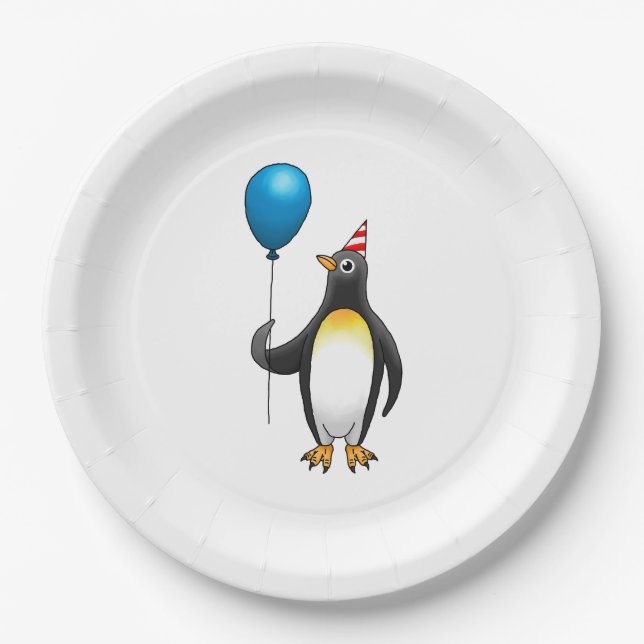 Penguin Pool Party Birthday Paper Plate (Front)