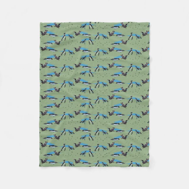 Penguin Pool Party Fleece Blanket (Light Green) (Front)