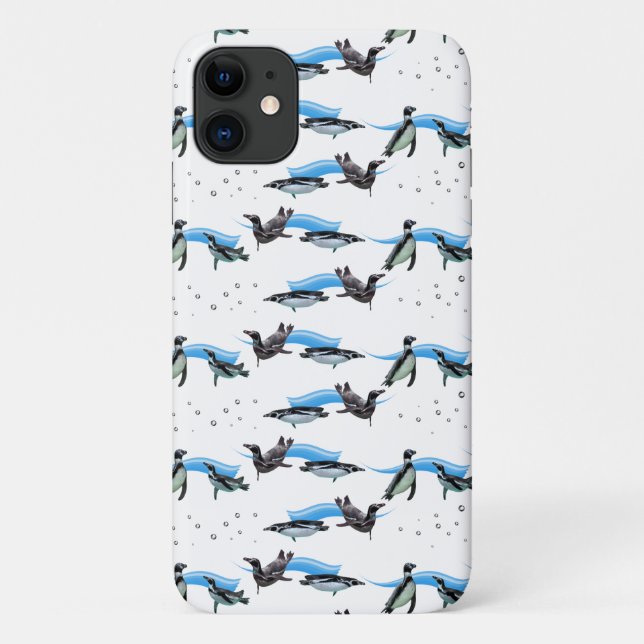 Penguin Pool Party iPhone 11 Case (choose colour) (Back)