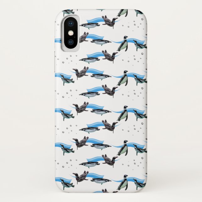 Penguin Pool Party iPhone X Case (choose colour) (Back)